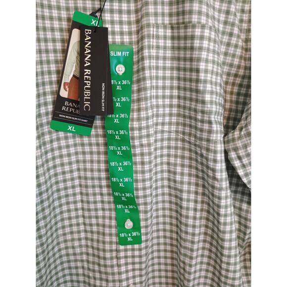 Banana Republic Shirt Mens XL Green Check Casual Office Career Preppy Button Up - Picture 8 of 8